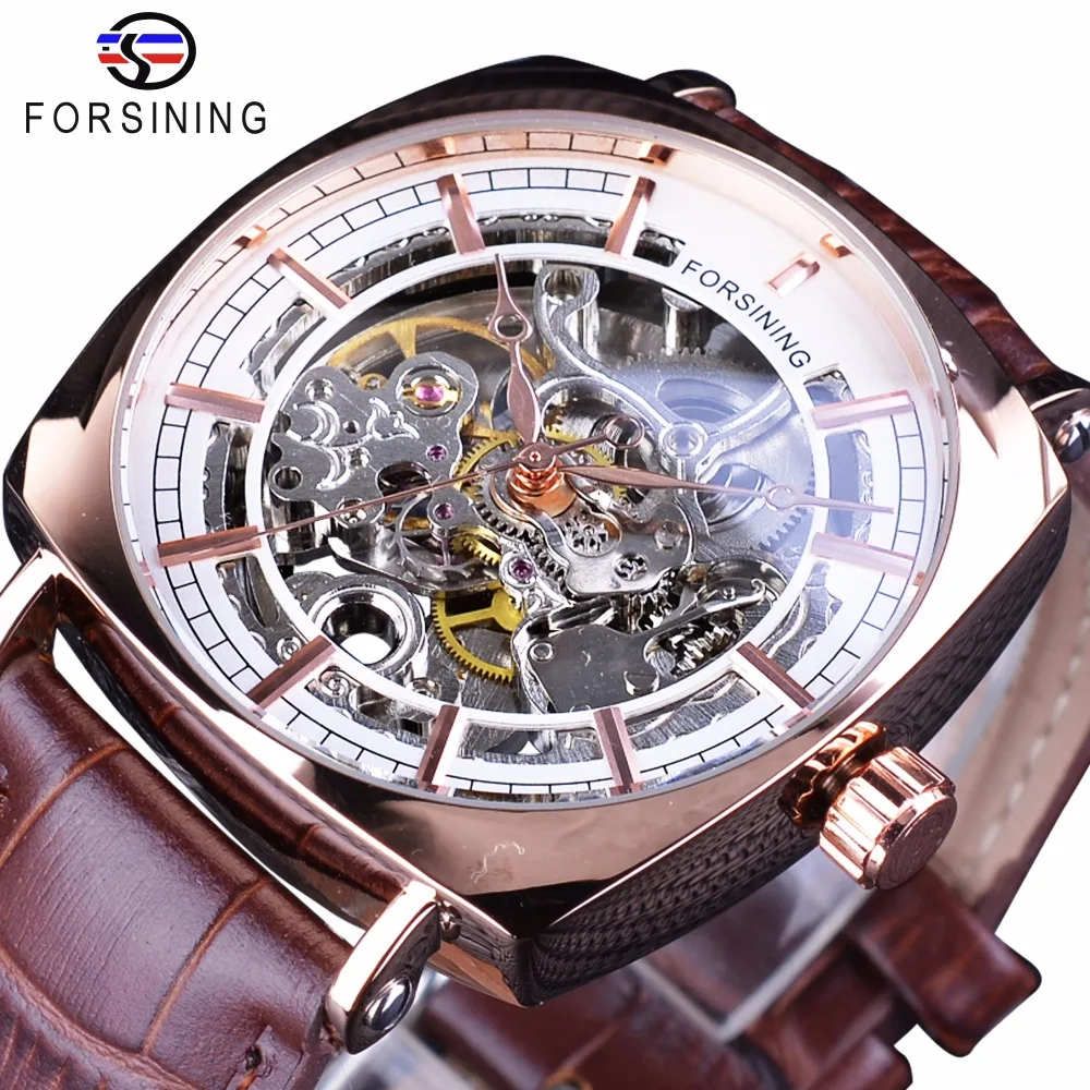 Forsining Brown Genuine Leather Fashion Royal Luxury Rose Golden Transparent Skeleton Men Automatic Mechanical Watches Top Brand
Forsining Brown Genuine Leather Fashion Royal Luxury Rose Golden Transparent Skeleton Men Automatic Mechanical Watches Top Brand
