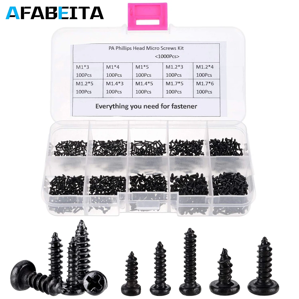 1200Pcs/set M1 M1.2 M1.4 M1.7 Mix Phillips Round Head Micro Screws Round Head Self-tapping Electronic Small Wood Screws Kit Set
1200Pcs/set M1 M1.2 M1.4 M1.7 Mix Phillips Round Head Micro Screws Round Head Self-tapping Electronic Small Wood Screws Kit Set