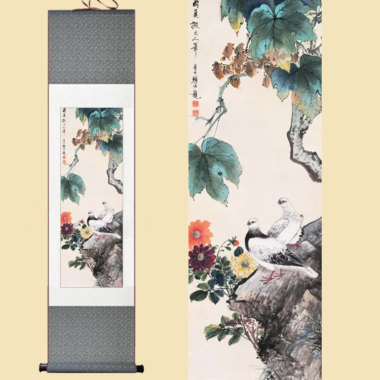 Chinese Silk Watercolor Flower bird pigeon peace dove cosmos feng shui ink art wall picture damask framed scroll canvas painting
Chinese Silk Watercolor Flower bird pigeon peace dove cosmos feng shui ink art wall picture damask framed scroll canvas painting
