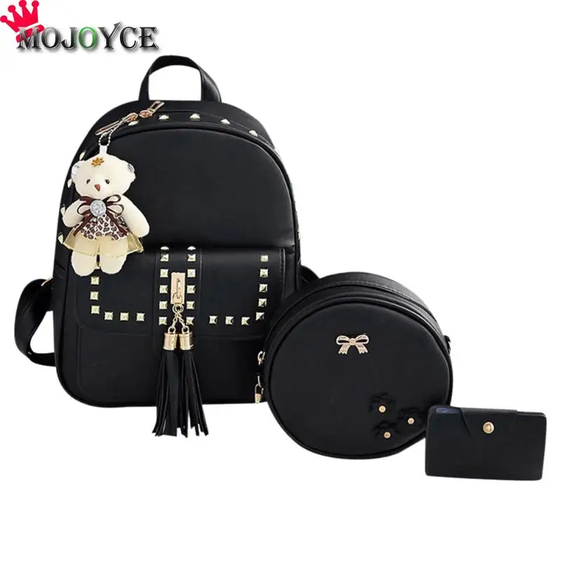 3Set Rivet Tassel Black Cackpack School Bags For Teenage Girls Sac a dos Femme Mochilas Mujer PU Leather Backpack Top-Handle Bag
3Set Rivet Tassel Black Cackpack School Bags For Teenage Girls Sac a dos Femme Mochilas Mujer PU Leather Backpack Top-Handle Bag