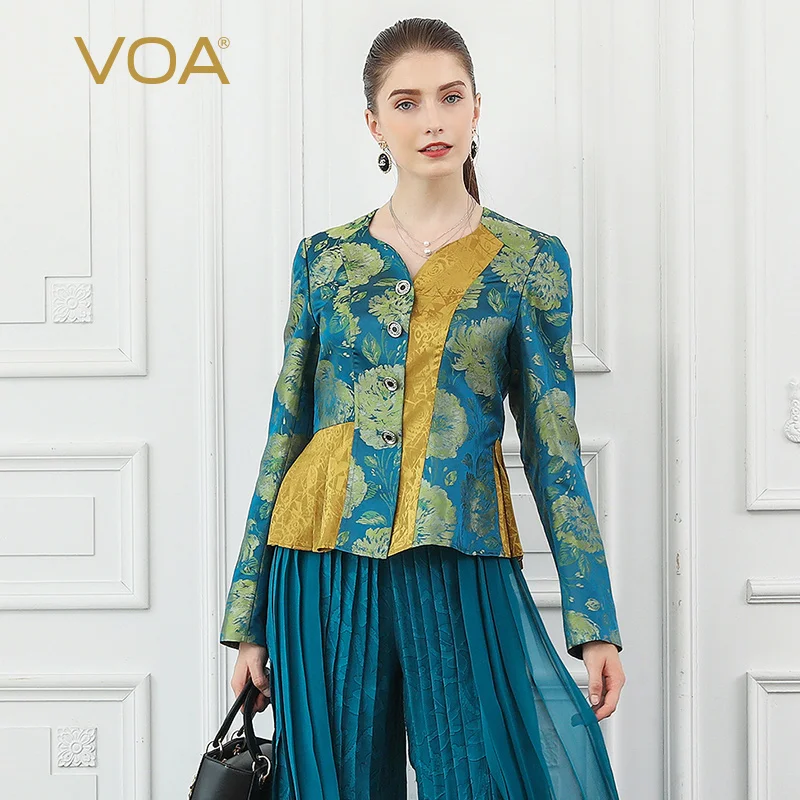 VOA Brocade 100% Silk Vintage Court Elegant Jacket Women Coat Single-breasted Ceket Chaquetas Ladies Kurtka Large Size Fall W331
VOA Brocade 100% Silk Vintage Court Elegant Jacket Women Coat Single-breasted Ceket Chaquetas Ladies Kurtka Large Size Fall W331