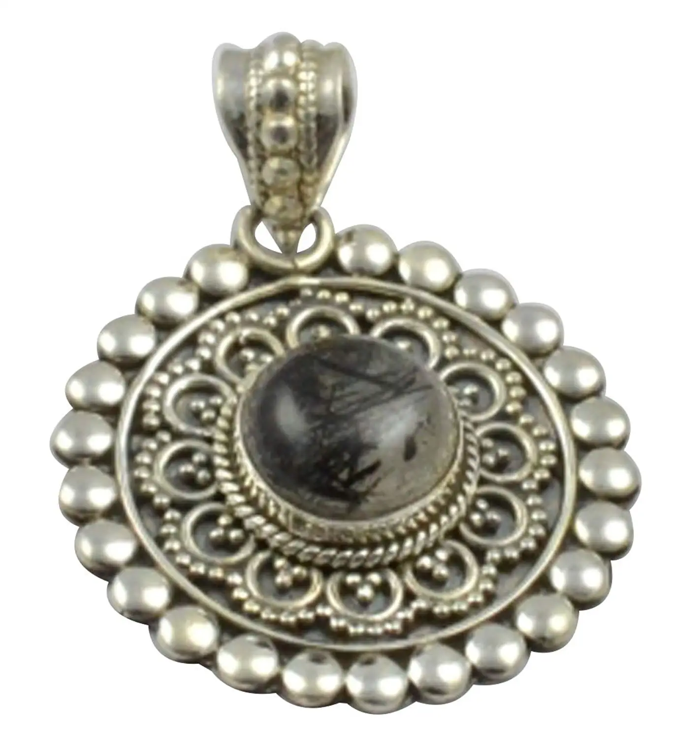 Lovegem Nature Balck Rutile Pendant 925 Sterling Silver 36.6 mm MHBAP4945 | Украшения и аксессуары