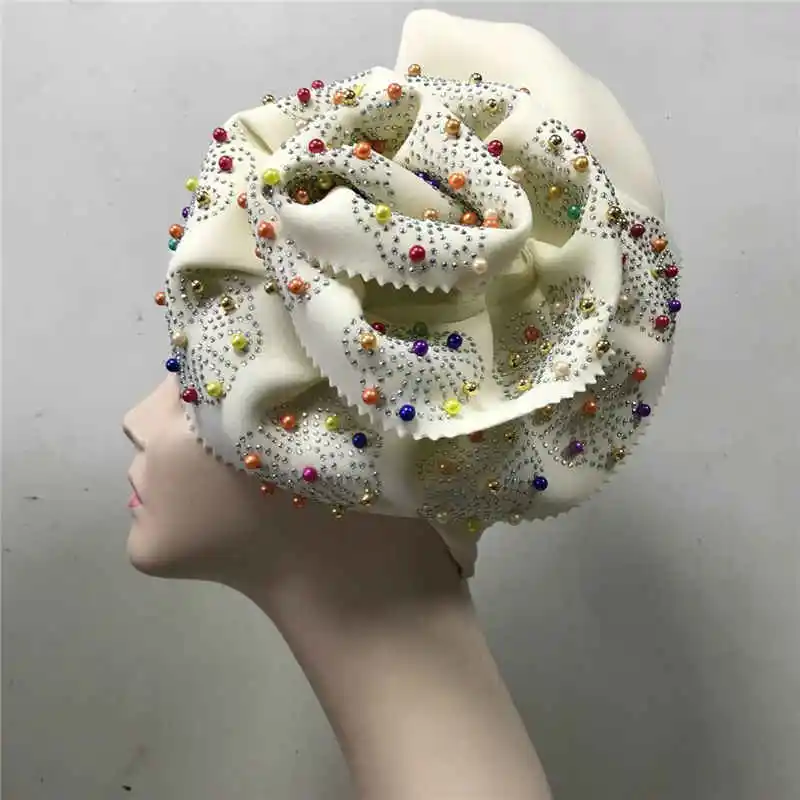 Новинка 2019 Африканский тюрбан с надписью ready to wear gele камнями и бусинами модный