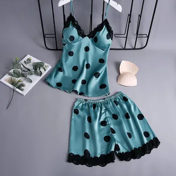 Polka Dot Pajamas Sets Lace Women Sleepwear Shorts Silk Pyjamas Girl Summer Sexy Home Padded Nightwear Spaghetti Strap Backless
Polka Dot Pajamas Sets Lace Women Sleepwear Shorts Silk Pyjamas Girl Summer Sexy Home Padded Nightwear Spaghetti Strap Backless