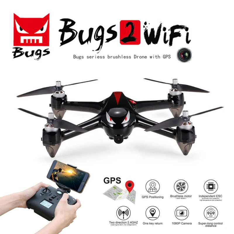 

Professional Drone MJX B2W Bugs 2 WiFi FPV Brushless 1080P HD Camera GPS Altitude Hold RC Quadcopter Drones RTF VS Hubsan H501S