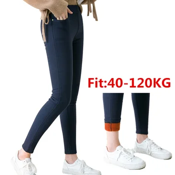 Autumn Winter Women Leggings Plus Size Thick Velvet Big Sizes Large Slim Legging Pants Leggins Black Warm Femme Trousers