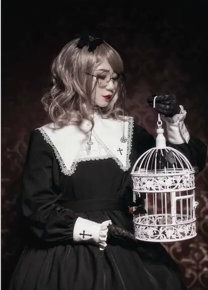 Japanese Harajuku Black Gothic Long Sleeve Lolita Darkness Cross Dresses Girls Nun Sister Anime Cosplay Party Princess Dress
Japanese Harajuku Black Gothic Long Sleeve Lolita Darkness Cross Dresses Girls Nun Sister Anime Cosplay Party Princess Dress