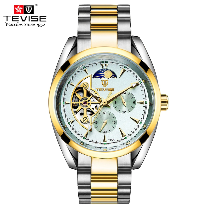 TEVISE Luxury Mens Mechanical Automatic Self-Wind Watches Stainless Steel Moon Phase Tourbillon Luminous Hands Wristwatches 795A
TEVISE Luxury Mens Mechanical Automatic Self-Wind Watches Stainless Steel Moon Phase Tourbillon Luminous Hands Wristwatches 795A