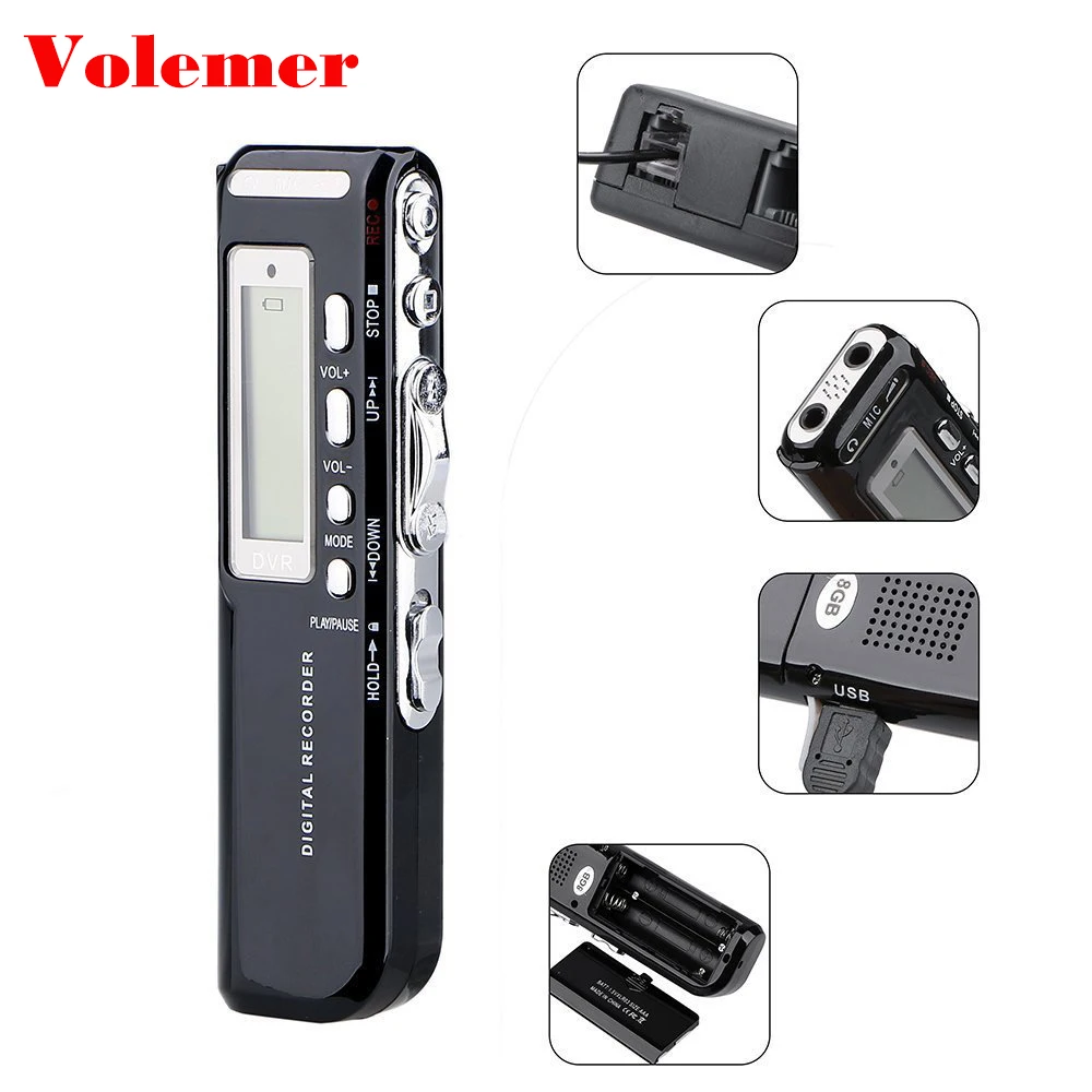 Volemer 4GB8GB USB Pen Digital Voice Recorder Voice Activited Digital Audio Voice Recorder MP3 Player Dictaphone WAV Grabadora (2)