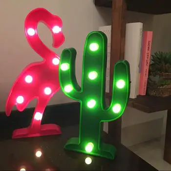 

3d Led Flamingo Wall Lamp Pineapple Cactus Light Romantic Wall Night Lamp Marquee Led Nightlight Home Christmas Decoration