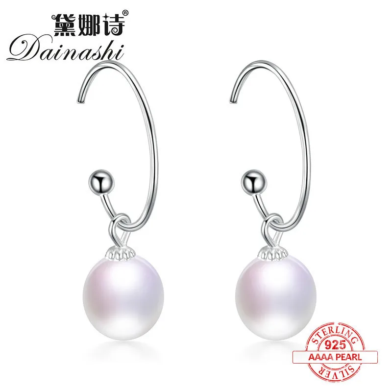 Dainashi 2017 new arrival 925 silver 100% freshwater natural real pearls ear rings fine jewelry for women gifts | Украшения и