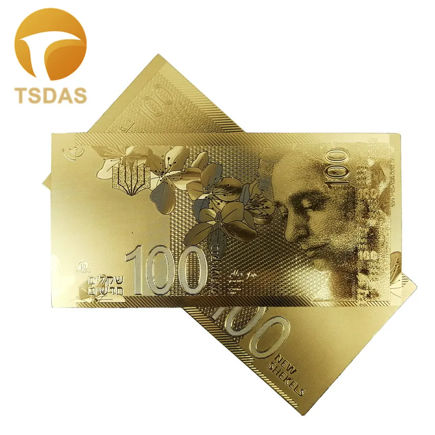 10pcs/lot Gold Foil Banknote Israel 100 Shekel Normal Pure Gold Banknote Collectable Notes
10pcs/lot Gold Foil Banknote Israel 100 Shekel Normal Pure Gold Banknote Collectable Notes
