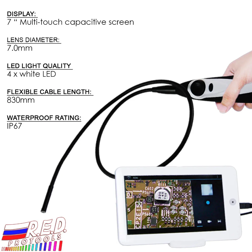 Handheld USB Video Inspection Borescope Endoscope 830mm Flexible Tube 7mm Waterproof Camera Head with 7 inch Android Monitor
Handheld USB Video Inspection Borescope Endoscope 830mm Flexible Tube 7mm Waterproof Camera Head with 7 inch Android Monitor