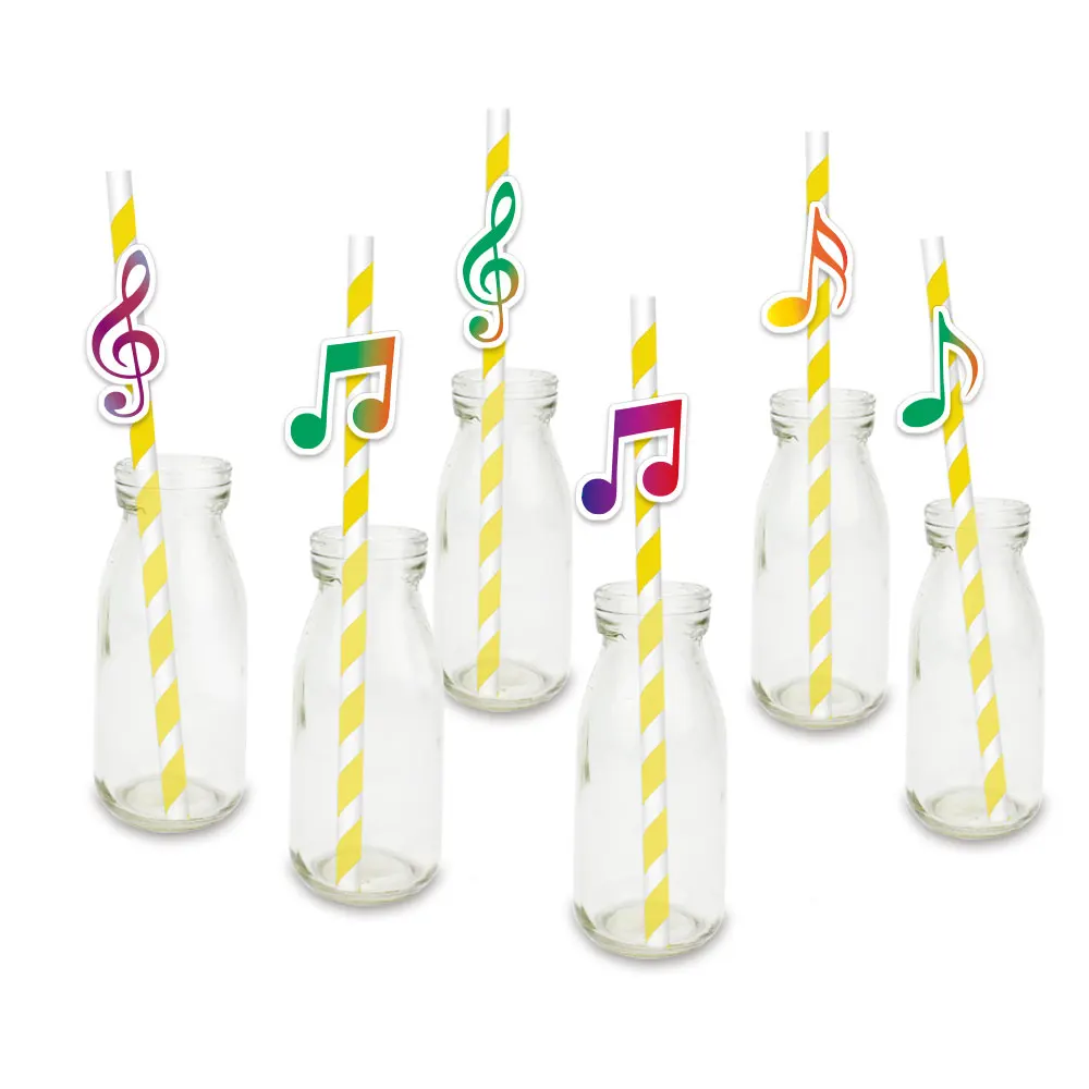 Music Note Paper Drinking Straws 24PCS