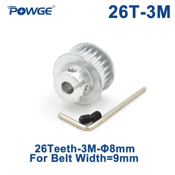 POWGE Arc tooth 26 Teeth HTD 3M Timing Pulley Bore 8mm for Width 9mm 3M Synchronous belt wheel 26Teeth 26T Laser Engraving CNC
POWGE Arc tooth 26 Teeth HTD 3M Timing Pulley Bore 8mm for Width 9mm 3M Synchronous belt wheel 26Teeth 26T Laser Engraving CNC