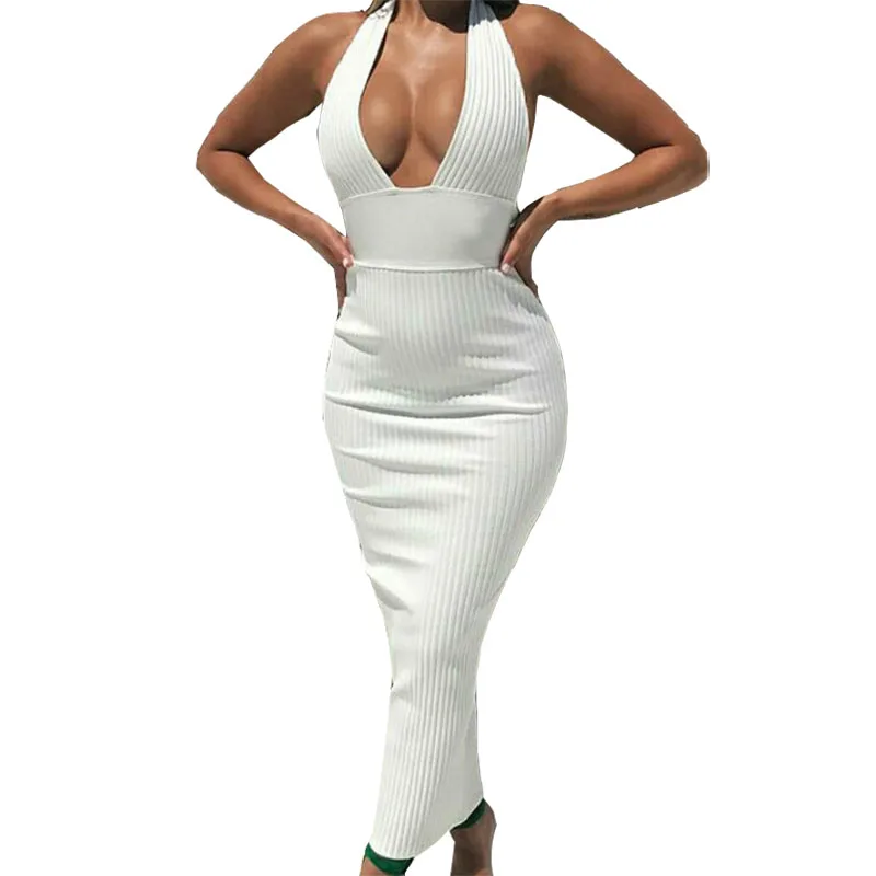 Elegant White Halter Backless Sexy Knitted Pencil Dress Women Off Shoulder Maxi Bodycon Party Dress 2019 Summer Dress GV069
Elegant White Halter Backless Sexy Knitted Pencil Dress Women Off Shoulder Maxi Bodycon Party Dress 2019 Summer Dress GV069
