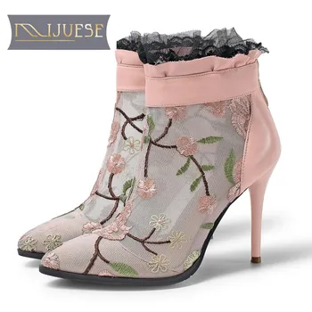 MLJUESE 2018 women boots cow leather+air mesh summer Embroider black color pointed toe high heels summer boots size 42
MLJUESE 2018 women boots cow leather+air mesh summer Embroider black color pointed toe high heels summer boots size 42