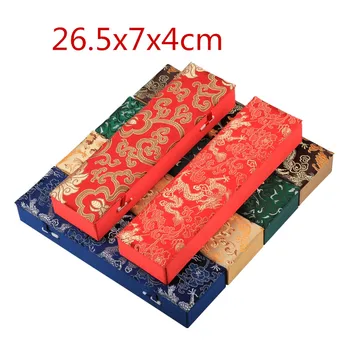 Rectangular Luxury Storage Box Chopsticks Hand Fan Gift Box Chinese Silk Fabric Jewelry Box Necklace Packaging 26.5x7x4cm 
Rectangular Luxury Storage Box Chopsticks Hand Fan Gift Box Chinese Silk Fabric Jewelry Box Necklace Packaging 26.5x7x4cm