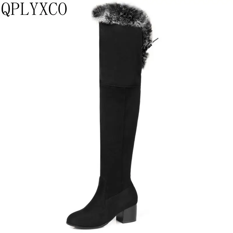 

QPLYXCO New sale fashion Big Size 32-46 Russia Women Winter Warm Snow over the knee Long Boots Ladies sweet pumps shoes C9-38