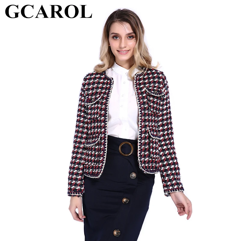 GCAROL New Collection Women Twist Plaid Worsted Blazer Hidden Breasted Vintage OL Elegant Fashion Short Suit In Fall Winter
GCAROL New Collection Women Twist Plaid Worsted Blazer Hidden Breasted Vintage OL Elegant Fashion Short Suit In Fall Winter