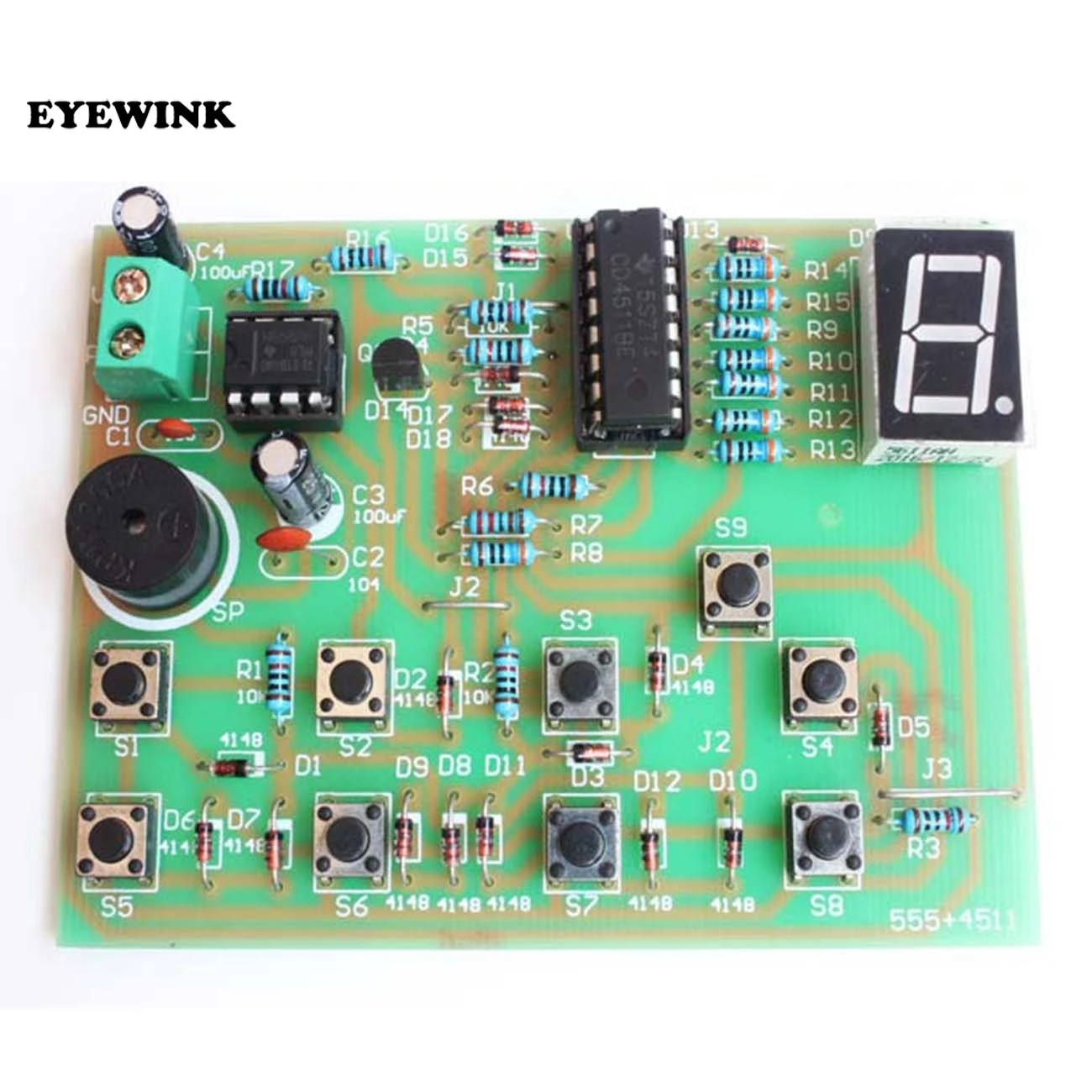 NE555 8Ways Digital Responder Parts Electronic Component CD4511 Welding Practice Board PCB Soldering Practice Experiment DIY Kit 
NE555 8Ways Digital Responder Parts Electronic Component CD4511 Welding Practice Board PCB Soldering Practice Experiment DIY Kit