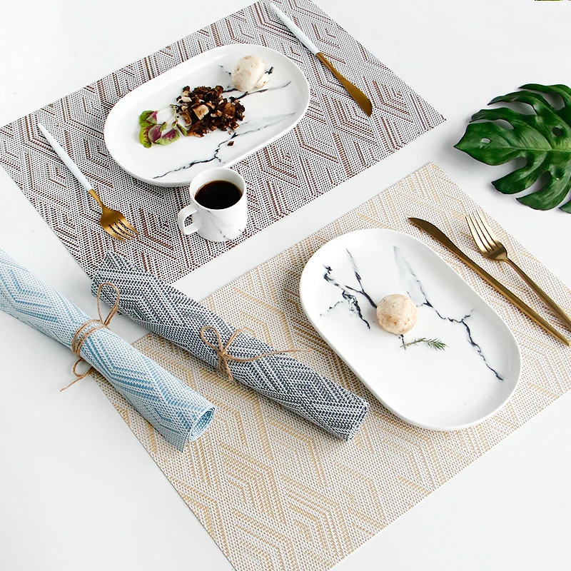 High-end Pattern PVC Placemat Easy Clean Dining Table Mat Disc Pads Insulation Coasters Waterproof Table Cloth Resistant Pad
High-end Pattern PVC Placemat Easy Clean Dining Table Mat Disc Pads Insulation Coasters Waterproof Table Cloth Resistant Pad