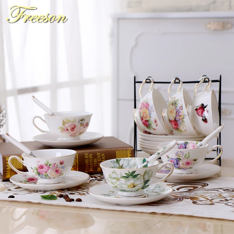 Bone China Floral Tea Cup Saucer Spoon Set Europe Elegant Ceramic Scented Teacup 200ml British Porcelain Coffee Cup Dropshipping
Bone China Floral Tea Cup Saucer Spoon Set Europe Elegant Ceramic Scented Teacup 200ml British Porcelain Coffee Cup Dropshipping