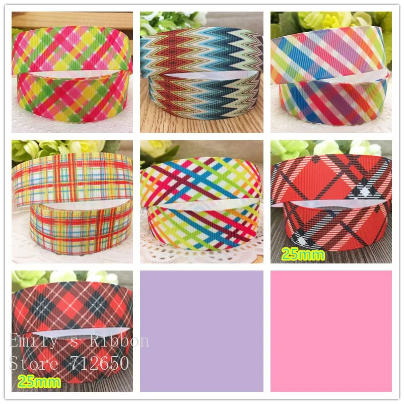 

Free shipping 10 yards 7/8''22mm 1'' (25mm) width square rainbow stripes printed Grosgrain ribbon diy clothing hairbow gift pack