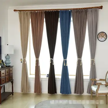 Solid color curtain living room bedroom modern household items high shading cotton and linen curtain high quality 
Solid color curtain living room bedroom modern household items high shading cotton and linen curtain high quality