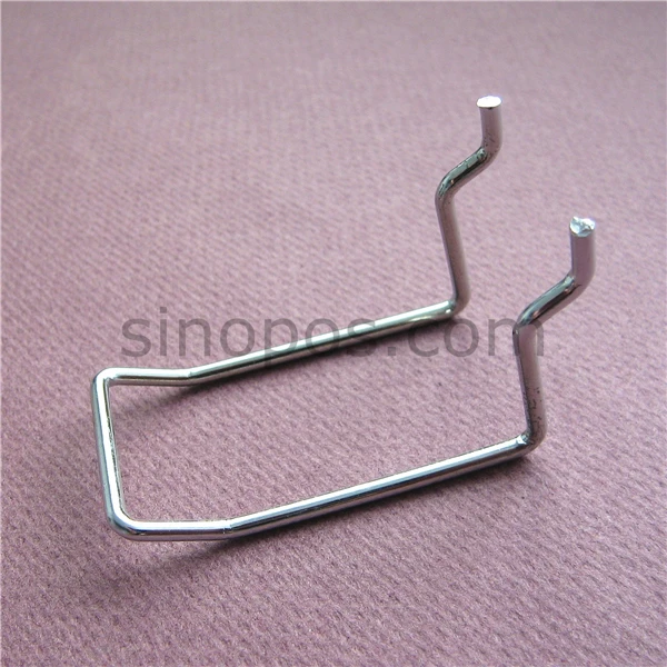 Peghooks 4cm, Metal double prong wire chrome display rack, u-shape secured hook, slotted pegboard Slatwall Safety looped peghook
Peghooks 4cm, Metal double prong wire chrome display rack, u-shape secured hook, slotted pegboard Slatwall Safety looped peghook