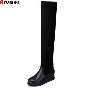 ASUMER fashion autumn winter women boots round toe black white ladies boots platform height increasing over the knee boots
ASUMER fashion autumn winter women boots round toe black white ladies boots platform height increasing over the knee boots