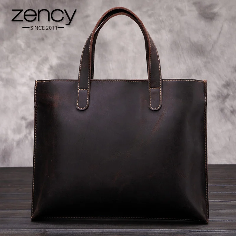 

Vintage Genuine Leather Men Bag Business Totes Briefcase Portfolio Handbag Shoulder Messenger Men's Travel Laptop Bag For Male