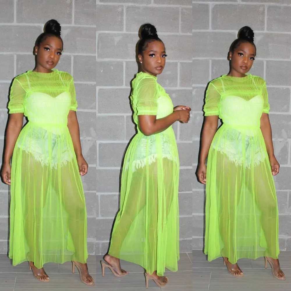 BKLD Sexy Women See Through Mesh Casual Long Summer Cover Up Beach Dress Perspective Mesh Maxi Fashion Party Neon Green Vestidos
BKLD Sexy Women See Through Mesh Casual Long Summer Cover Up Beach Dress Perspective Mesh Maxi Fashion Party Neon Green Vestidos