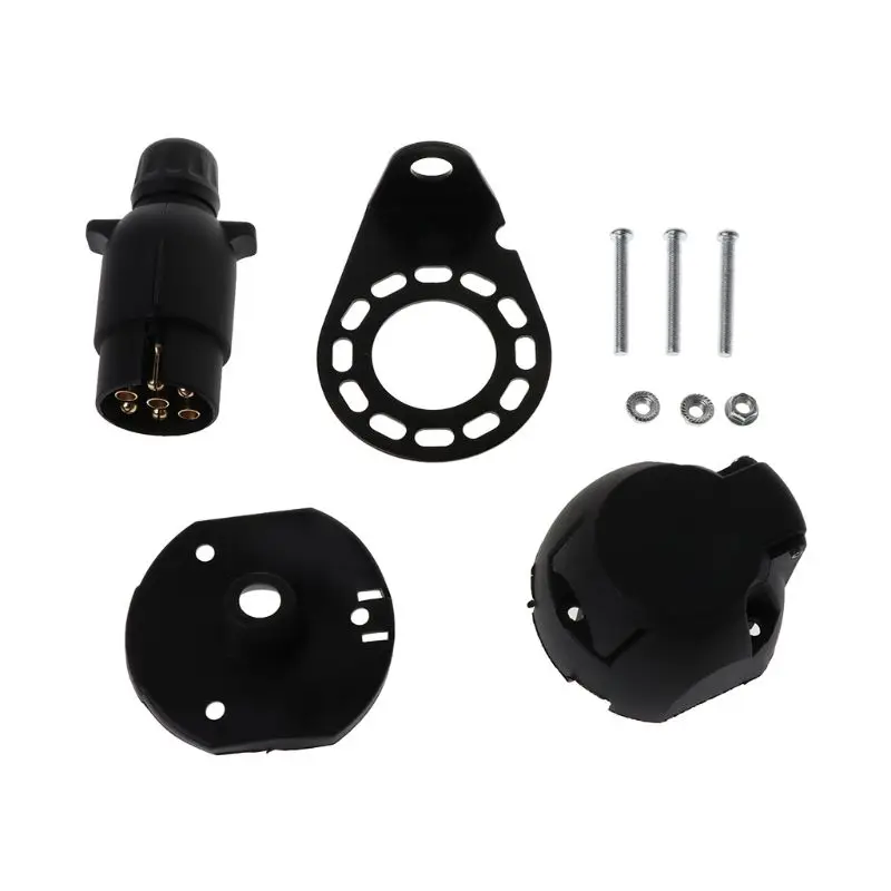 Round Hole Trailer Plug 7-Way EU RV Boat Truck Trailer Connector Plug+ Socket+ Bracket Set Kit Truck Trailer Connector 10166
Round Hole Trailer Plug 7-Way EU RV Boat Truck Trailer Connector Plug+ Socket+ Bracket Set Kit Truck Trailer Connector 10166