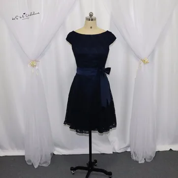 Cheap Navy Blue Bridesmaid Dress Short Lace Wedding Guest Dresses Sash Cap Sleeve Above Knee V Back Vestido de Festa Curto
Cheap Navy Blue Bridesmaid Dress Short Lace Wedding Guest Dresses Sash Cap Sleeve Above Knee V Back Vestido de Festa Curto