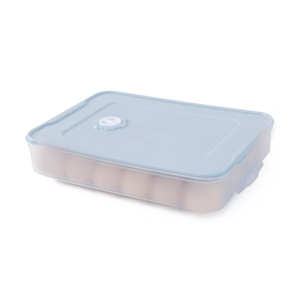 

Eggs Storage Box 24 Slot With Lid Clear Egg Tray Large Capacity Refrigerator Egg Holder Container Sky-Blue,Transparent