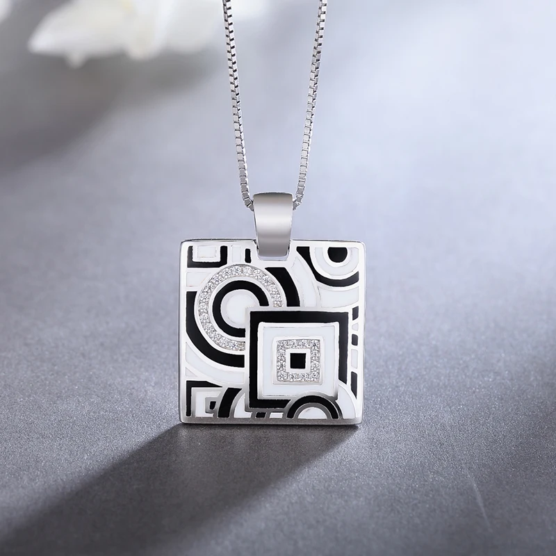Personalized 925 Sterling Silver square shape Enamel necklace Pendants Crystal zirconia holiday style jewelry accessories women
Personalized 925 Sterling Silver square shape Enamel necklace Pendants Crystal zirconia holiday style jewelry accessories women