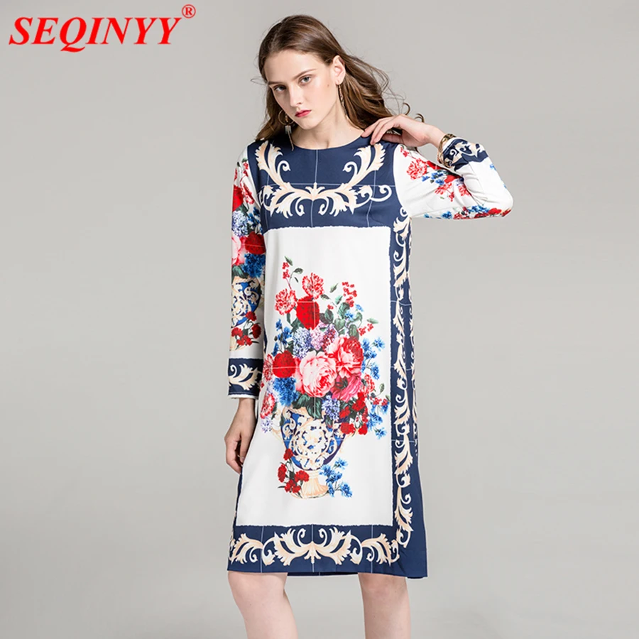 SEQINYY Autumn Dress Vintage White Blue Porcelain Flowers Printed 2017 Women's Fashion Runway Knee Big Size Straight Dresses
SEQINYY Autumn Dress Vintage White Blue Porcelain Flowers Printed 2017 Women's Fashion Runway Knee Big Size Straight Dresses