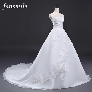 Fansmile Vintage Belt Long Train Wedding Dresses 2017