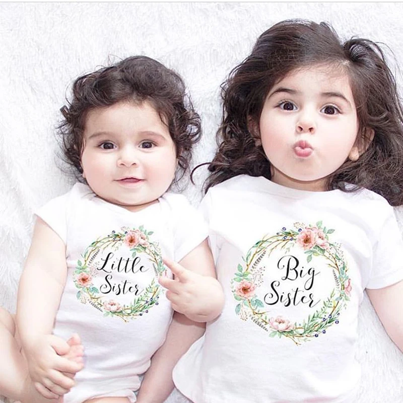 Big Sister Little Sister Clothes Short Sleeve Cotton Tops T-Shirt Family Matching Outfits Floral Letter Print Summer Romper
Big Sister Little Sister Clothes Short Sleeve Cotton Tops T-Shirt Family Matching Outfits Floral Letter Print Summer Romper