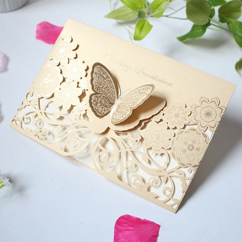 1 Piece Pearlescent Paper Wedding Decorations Laser Cut Butterfly Invitations Cards Kits for Wedding Bridal Shower Paper Card
1 Piece Pearlescent Paper Wedding Decorations Laser Cut Butterfly Invitations Cards Kits for Wedding Bridal Shower Paper Card