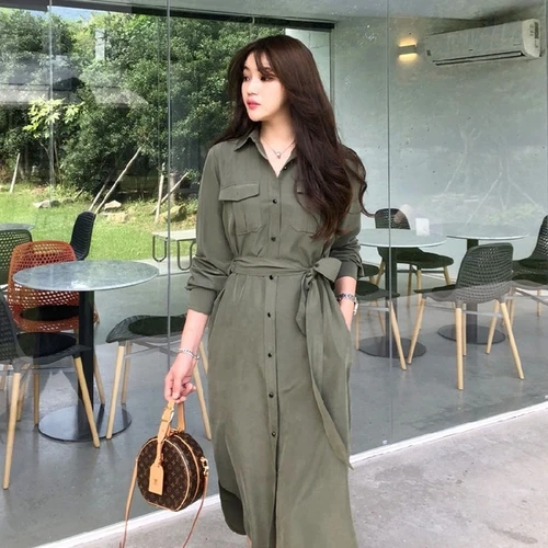 Full Sleeve Women Dress Women 2019 Spring Armygreen Peter Pan Collar Loose Women's Clothing Casual elegant dresses
Full Sleeve Women Dress Women 2019 Spring Armygreen Peter Pan Collar Loose Women's Clothing Casual elegant dresses