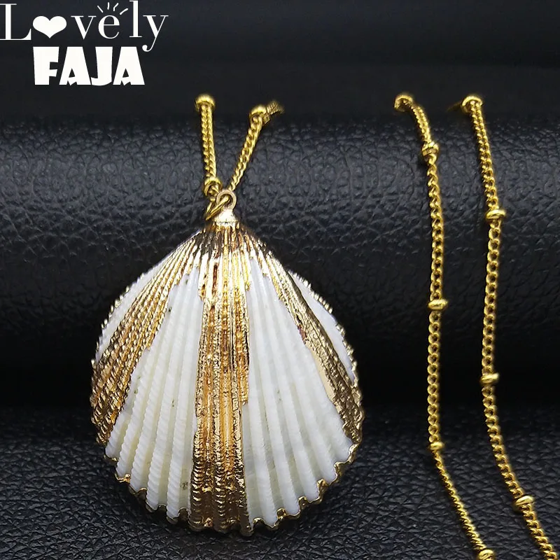 2019 Fashion Beach Shell Stainless Steel Necklace for Women Gold Color Necklaces Pendants Jewelry cadenas mujer N19182
2019 Fashion Beach Shell Stainless Steel Necklace for Women Gold Color Necklaces Pendants Jewelry cadenas mujer N19182