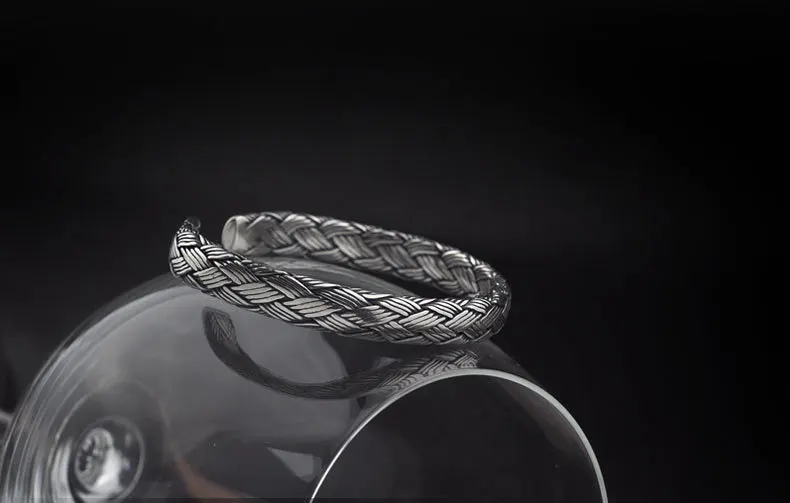 Handmade 925 Sterling Silver Vintage Braided Bangles For Men Women Making Peace Lines Shifting Good Luck Bracelets Fine Jewelry Handmade 925 Sterling Silver Vintage Braided Bangles For Men Women Making Peace Lines Shifting Good Luck Bracelets Fine Jewelry