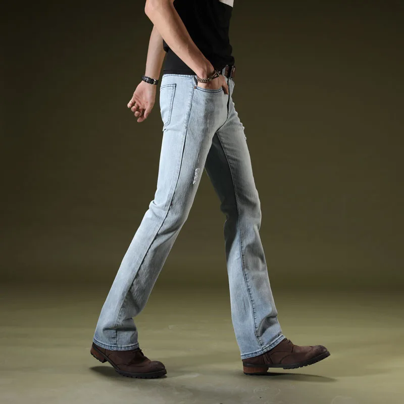 2018 New Brand Mens Blue Ripped Flare Jeans Slim Fit Men Stretch Business Casual Denim Pants Office Long Flared Jeans Trousers
2018 New Brand Mens Blue Ripped Flare Jeans Slim Fit Men Stretch Business Casual Denim Pants Office Long Flared Jeans Trousers