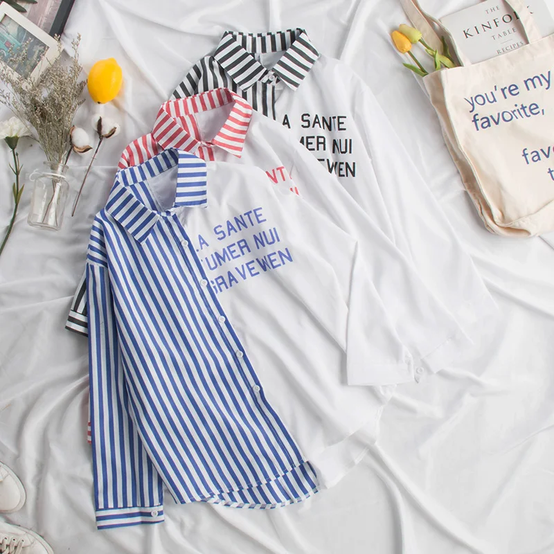 2019 spring sunmmer womens tops blouses fashion print black red striped women shirts korean shirt blusa feminina young clothing
2019 spring sunmmer womens tops blouses fashion print black red striped women shirts korean shirt blusa feminina young clothing