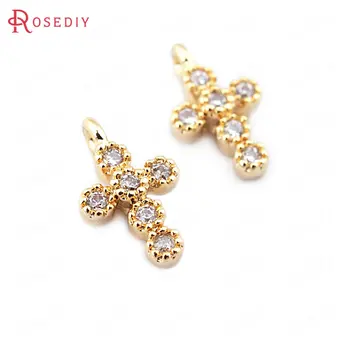 (33687)6PCS 10*6MM 24K Gold Color Brass with Zircon Small Cross Charms Pendants High Quality Diy Jewelry Findings Accessories
(33687)6PCS 10*6MM 24K Gold Color Brass with Zircon Small Cross Charms Pendants High Quality Diy Jewelry Findings Accessories