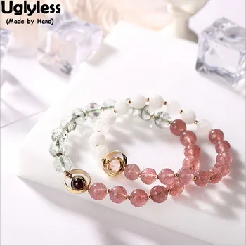 Uglyless 100% Real 925 Sterling Silver Beads Bracelets for Women Strawberry Quartz Balls Beading Bracelet Elastic Rope Jewelry
Uglyless 100% Real 925 Sterling Silver Beads Bracelets for Women Strawberry Quartz Balls Beading Bracelet Elastic Rope Jewelry