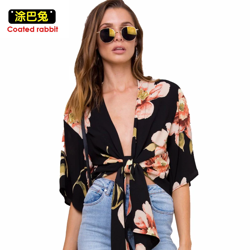 2017 Fashion T Shirt Women Casual Crop Top Floral Print Sexy Deep V T-Shirt With Bow Women Plain Loose batwing sleeve Tops
2017 Fashion T Shirt Women Casual Crop Top Floral Print Sexy Deep V T-Shirt With Bow Women Plain Loose batwing sleeve Tops