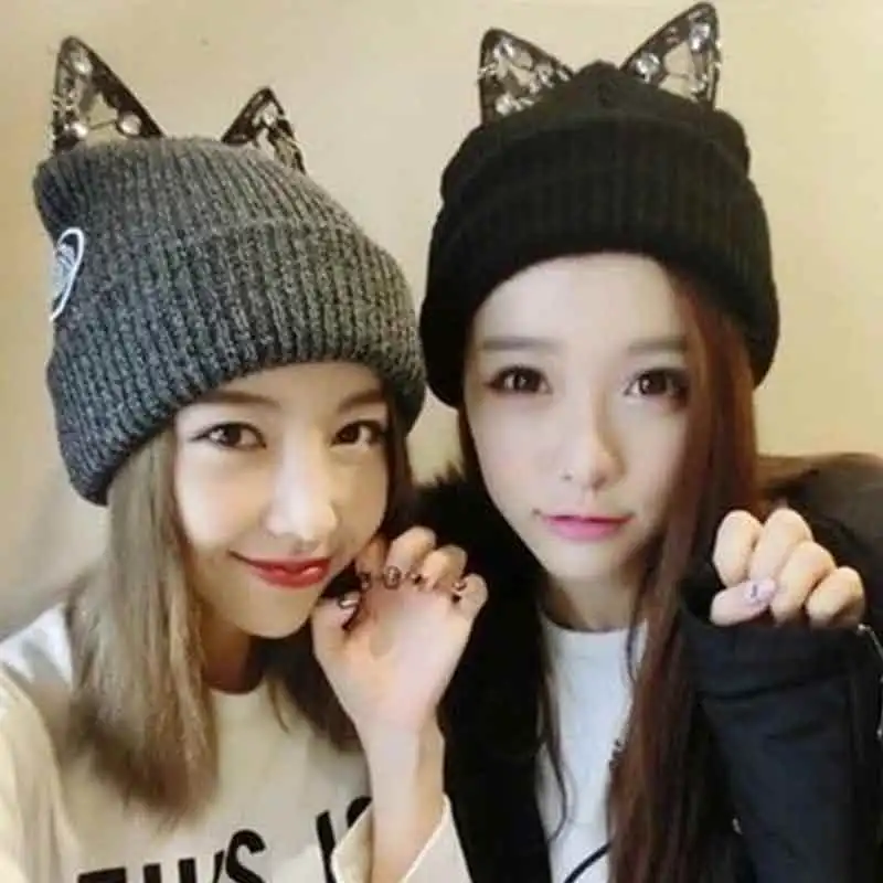 NEW Autumn winter Unisex Beanie hat branded Warm knitted hat cat ear cute beanies with gems lace evil ear accessories
NEW Autumn winter Unisex Beanie hat branded Warm knitted hat cat ear cute beanies with gems lace evil ear accessories